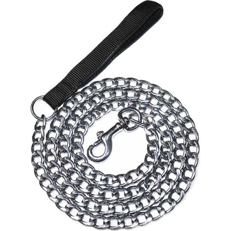 Hundeleine (180 cm) aus Stahl, massive Metall-Hundeleine mit Griff (1/4)
