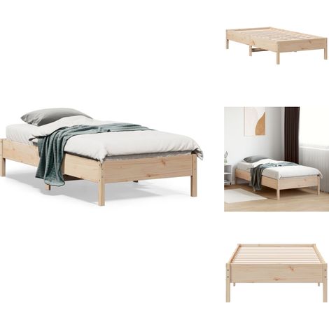 Cadre de lit sans matelas 75x190 cm bois de pin massif - Cadre De Lit - Lit En Bois - Lit Double - Meubles Chambre - Literie (1/5)