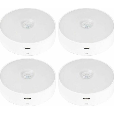 LED Lampe de nuit a induction magnetique rechargeable pour corps humain, 6000K--quatre packs (lumiere blanche) (1/4)