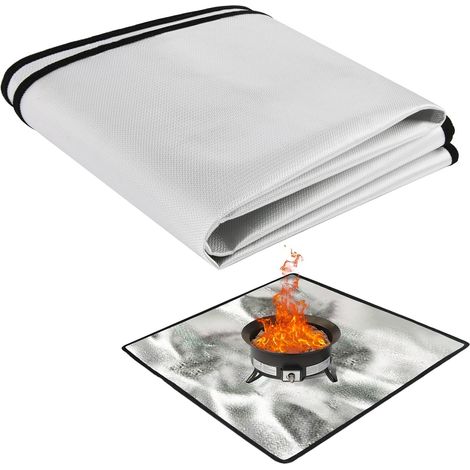 Fireplace Mat, Reusable Fireproof Mat, Fire Resistant BBQ Mat, Foldable Ember Mat for Outdoor BBQs and Fire Pits, Patio, Floor, Lawn, Camping, 100 x 100 cm (1/5)