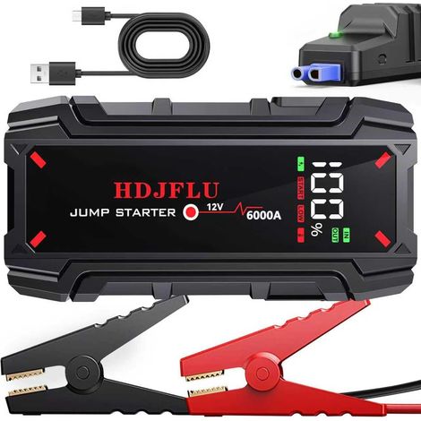 Démarreur de Saut de Voiture 6000A, Portable, pour Le gaz 8L et Le Moteur Diesel 6L, boîte de Saut 12V, USB, lumière de LED, pour Le Camion, RV, Bateau (1/5)