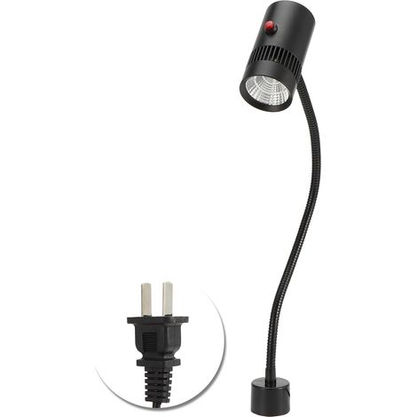Lampe de travail LED à col de cygne réglable 7W 110-220V, base magnétique, blanc froid, pour CNC, fraisage, couture, prise américaine. (1/5)