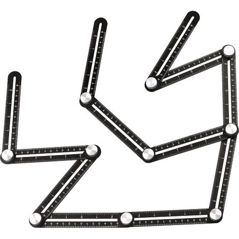 Règle de mesure multi-angle pour carrelage - Pochoir d'angle en alliage d'aluminium - 12 outils latéraux - Convient pour la menuiserie