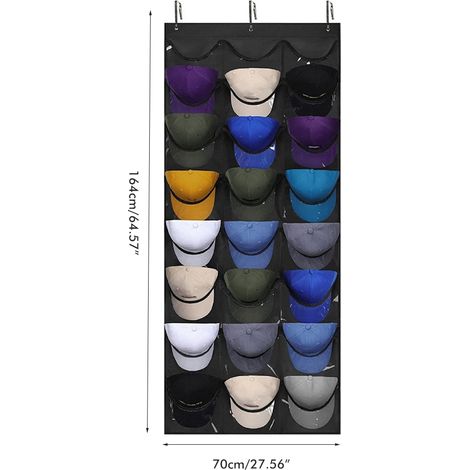 Porte-chapeau suspendu 24 poches pour casquette de baseball, organisateur de rangement mural pour placard (1/3)