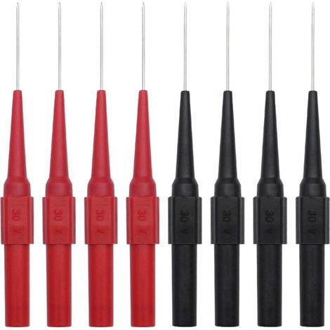 8 Pieces Multimeter Test Probes with Sharp Stainless Steel Tip 0.7 x 20mm Insulation Piercing Needle for Multimeters, Laboratories, Electricians, Professionals - Black and Red (1/5)