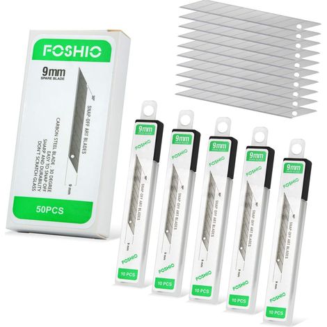 50PCS 9mm Lames Cutter sécables 30 degrés en Acier Inoxydable, Lames Sécables de Rechange des outils à main et des fournitures de bureau - couteau lames (1/5)