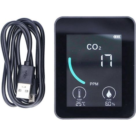 2CO1T LCD CO2-Detektor, digitaler Temperatur- und Feuchtigkeitsdetektor mit Alarm, tragbar und Echtzeit.