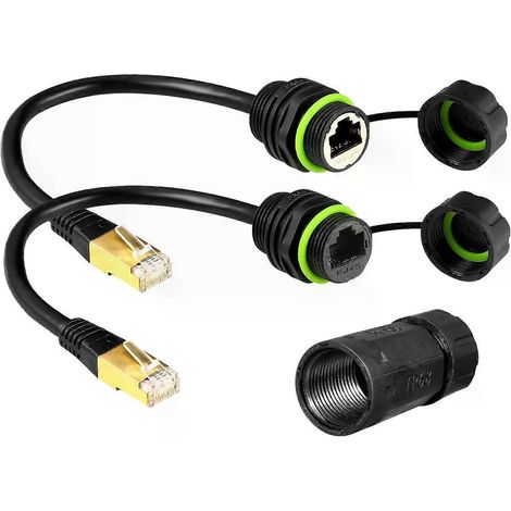 Für 1 Stück RJ45 8p8c wasserdichten Stecker RJ45 Stecker auf Buchse Einbauausführung Gehäuse aus Zinklegierung + PA66 Kunststoff + Kupferkontakt 250 mm - JXLGV (1/4)