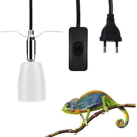 Wärmelampenfassung, E27 Keramikfassung, 360° drehbar, integrierter Schalter, für Reptilien, Schildkröten, Echsen (1/5)
