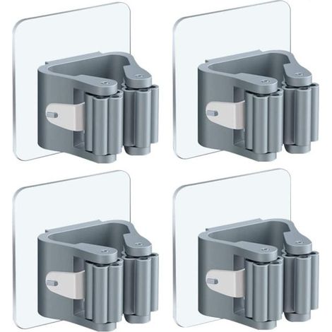 Filiyano – Support pour balai et serpillière, lot de 4, fixation murale adhésive, sans perçage (1/5)
