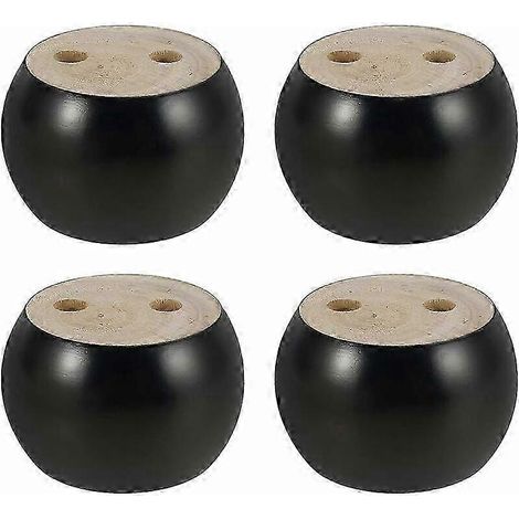 Pieds de meubles ronds en bois, 4 pièces, 5 cm de haut, compatibles avec canapés, lits, fauteuils et armoires, avec vis et sangles (noir). (1/5)