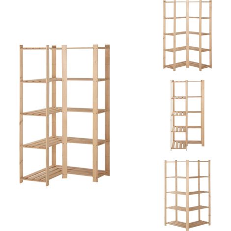 The Living Store Eck-Lagerregal mit 5 Böden 82,5x82,5x170 cm Massivholz Kiefer - Holzregal (1/5)