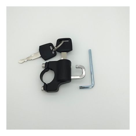 Electric vehicle helmet lock, universal anti-theft and fixing function for electric bikes, bicycles, and motorcycles handlebar lock hook hat and helmet lock. (1/4)