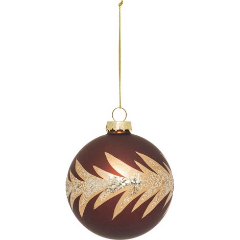 Déco Sapin Boule de Noël en Verre D 8 cm Marron déco couronne dorée - Feeric Christmas (1/2)