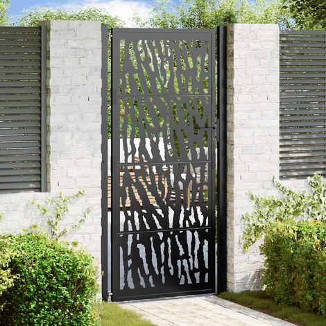 Puerta de jardín negra 100x200 cm de acero con diseño de trazos vidaXL