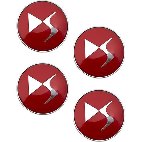 Pièces Auto 60mm Cache Moyeux pour Citroen DS3 DS4 DS6, Enjoliveurs de Roue Capuchon Centre Accessoires Extérieurs Voiture 3D Logo Noir (Rouge (Fond argenté)) (1/5)