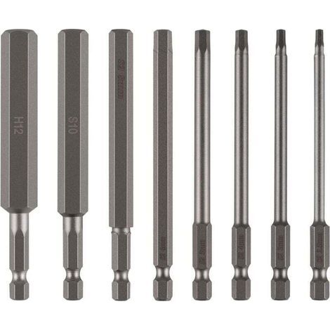 8pcs Embout Allen large 100mm 2,5-12mm Hex, Embout de Vissage 6 Pans en Acier S2, Embout BTR 1/4 (1/4)
