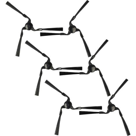 vhbw 6x spazzola laterale compatibile con Miele Scout RX1 robot aspirapolvere - Set spazzole, dx/sx, nero
