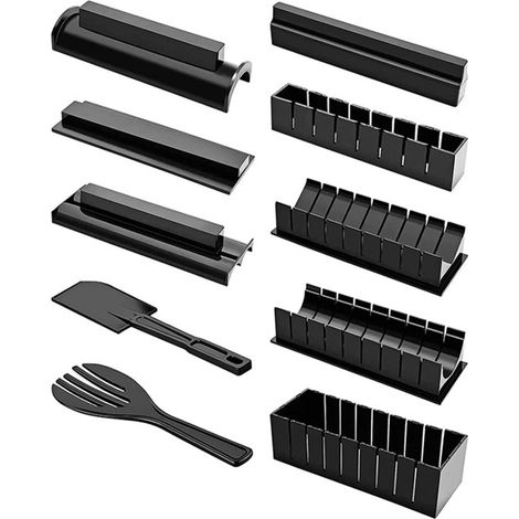All-in-One Sushi-Set (10-teilig): Sushi-Formen in verschiedenen Formen, Spatel, Reisrollenmaschine, Werkzeuge zur Herstellung von eigenem Sushi. (1/5)
