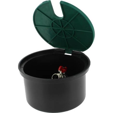 Capvert – Bouche d'arrosage plastique 3/4" Femelle – Robinet métal 1/4 tour – Filetage 20x27 pour tuyau 15mm – Corps polypropylène noir