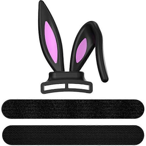 Kopfhörer-Dekoration in Hasenohrform, Cosplay, niedliche Silikon-Kopfhörer-Dekoration – 9,2 x 4 x 3 cm – Schwarz (1/3)