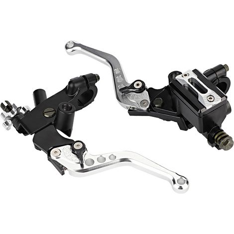 Modification de moto avec freins hydrauliques et levier d'embrayage, comportant une paire de coupelles d'huile en métal argenté, une à gauche et une à droite. (1/5)