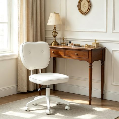 Silla de oficina giratoria blanca 46 x 59 x 82-92 cm, sin inclinación - CHICFURN (1/5)