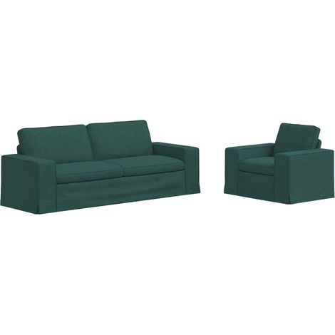 Ensemble de Canapés 2 pcs  Salon de jardin Vert foncé 182 x 80 x 82 cm tissu