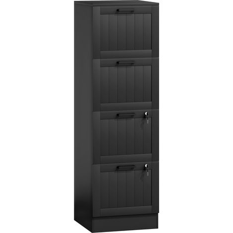 Caisson Bureau Lerbach 4 Tiroirs Verrouillables Dossiers Suspendus Noir (1/5)