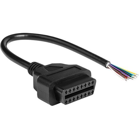 APEX OBD-II 16 Broches pour Mettre Fin au Fil Ouvert de Prise - OBD2 Femelle 16 Broches Câble de Diagnostic de connecteur d'extension Ronde - 0,3 mètres (1/4)