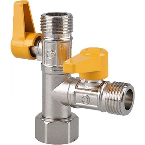 Válvula de tres vías de latón, válvula de ducha de tres vías de latón, válvula de tres vías de latón, conector en T, válvula de cierre para cocina o baño (1/5)