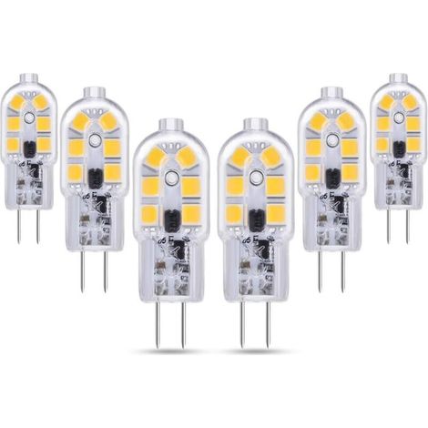 G4 2W 12V LED-Lampe, Kaltweiß 6000K, für Dunstabzugshauben, 200lm, entspricht 10W/20W Halogen, nicht dimmbar, 12V-Bi-Pin-Sockel für Kronleuchter und Wohnmobile, 6er-Pack - KZQ