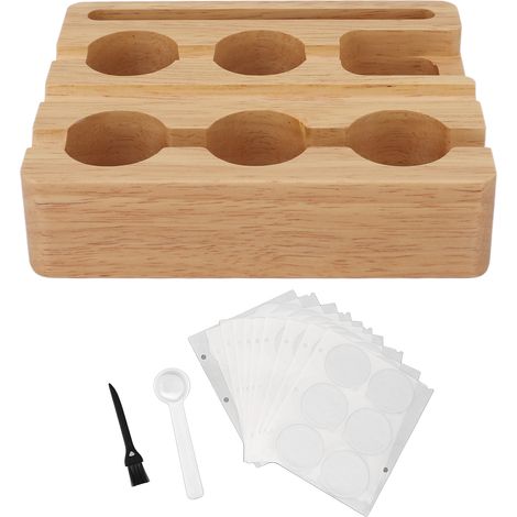 Kit de recharge réutilisable pour capsules de café Nespresso Original : 60 capsules de 37 mm avec couvercle en aluminium, support en bois, goupillon et cuillère. (1/5)