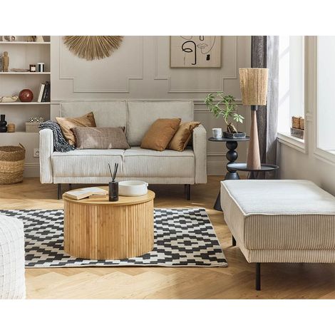Copy of charlie – wohnlandschaft u-form – 7-sitzer – mit schlaffunktion und bettkasten – aus cord - beige