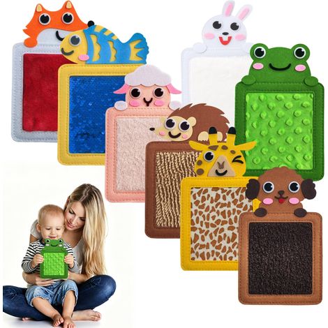 Lot de 8 tapis sensoriels animaux pour bébé et enfant autiste, dalles de motricité pour développement sensoriel (1/5)