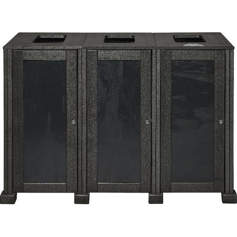Station de Tri Sélectif en Matière Recyclée - 3 Flux - Noir Carbone - Probbax (1/4)