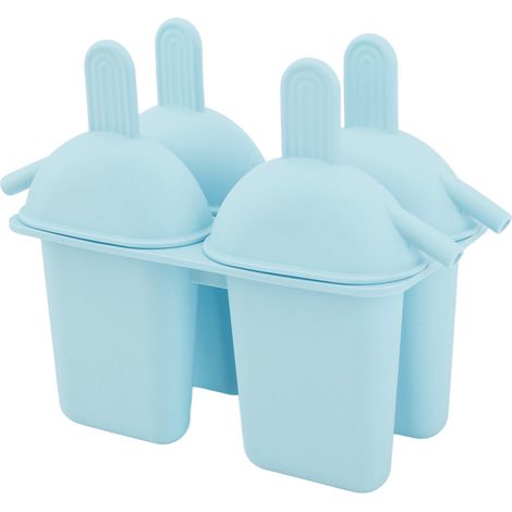 Moule à glace en silicone pratique et portable, idéal pour faire sa propre glace maison, avec 50 bâtonnets (bleu). (1/5)