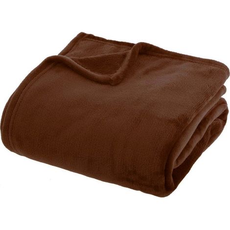 Plaid en Flanelle Uni "Ollis" 180x230cm Marron Tonka (1/3)