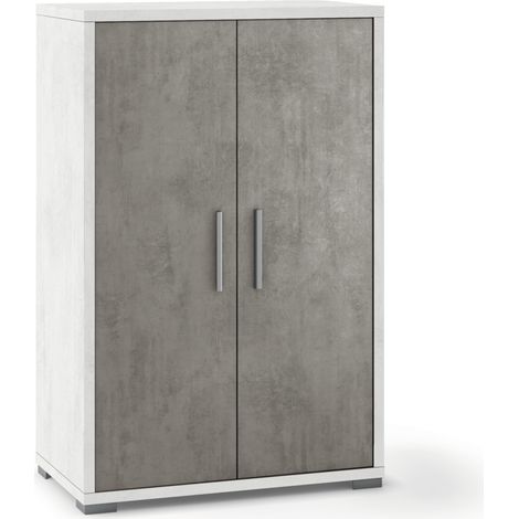mobile 2 ante bianco ossido e cemento, 71x41x110 cm (1/2)