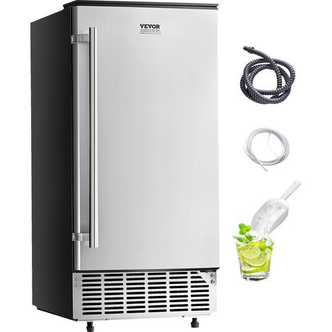 Machine à Glaçons sous Plan Encastrable, Appareil de Préparation de Glaçons Capacité 36,3 kg/24 h, avec Porte Réversible en Acier Inoxydable, Drainage Électrique, pour Cuisine Bar Bureau Maison (1/5)