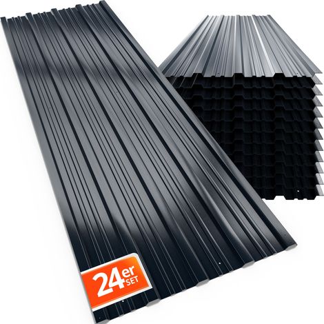 GARDEBRUK® 24x Corrugated Metal Roofing Sheets for Garden Shed, Metal Sheds, Plastic Sheds & Greenhouse  7m² Galvanised Roof Panels for Outdoor Storage, Bin Store & Bike Shed  129x46cm  24 Stück - ant
