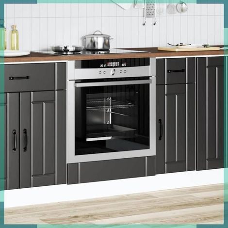 853758 Armoire de four Lucca noir bois d'ingénierie (1/5)