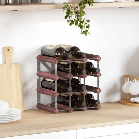 Weinregal für 12 Flaschen Braun Massivholz Kiefer