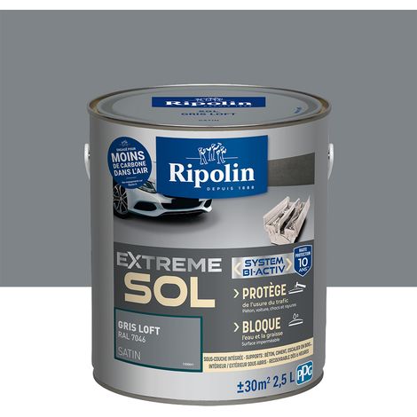 Ripolin – Peinture pour sol intérieur satin 2,5L – Gris loft RAL 7046 – Très haute résistance aux taches et aux rayures – Protection 10 ans (1/5)