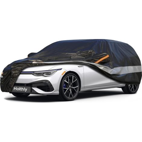 Bâche Voiture Extérieur à 10 Couches, Housse Protection Voiture 100% Étanche Anti UV Soleil, Bâche pour Citadine A3 Sportback, Megane, 308, Golf, etc. C3 Noir (1/5)