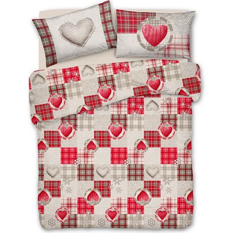 Copripiumino parure sacco e federa love mountain 100% cotone singolo matrimoniale 2 Piazze - Rosso