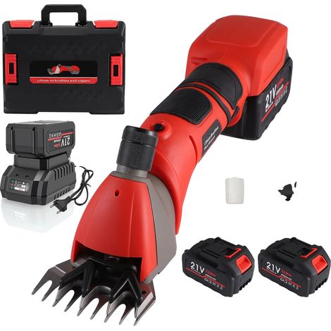 Tondeuses à moutons sans fil, moteur sans balais puissant, griffe réglable, Rouge (1/2)
