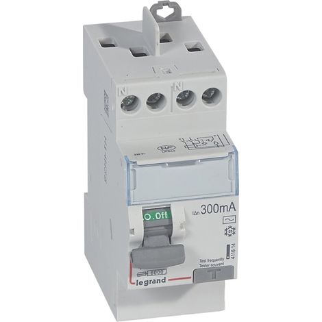 Interrupteur différentiel DX³-ID arrivée haute et départ haut à vis - 2P 230V 40A typeAC 300mA - 2 modules - LEGRAND