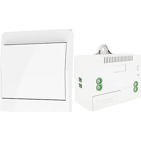DieseRC Drahtloser kinetischer Lichtschalter mit Funkfrequenz-Sicherheitsschalter und Relaisempfänger 1000W mit Sicherung, batterielos, selbstgenerierender Schalter (1-Wege, 1 Taste)
