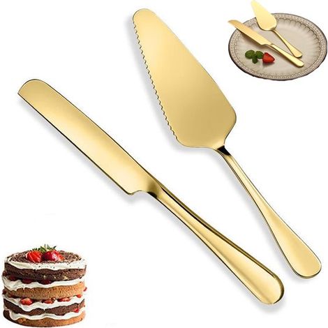 Set di 2 coltelli da torta, set di coltelli da pasticceria, vassoio di ricambio per torte e pizze, coltello da torta e vassoio di ricambio, taglia-torte, coltello e vassoio di ricambio (1/5)